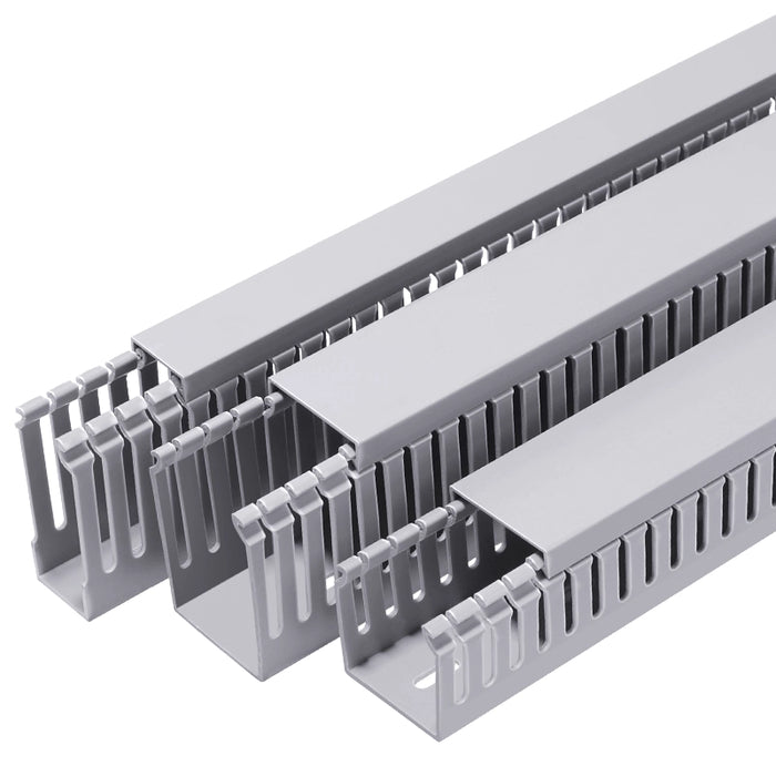 Grey Slotted Trunking 100×60 mm – 2 Meters per Piece | Extra-Large PVC Cable Management Duct