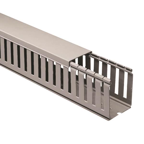 Grey Slotted Trunking 100×60 mm – 2 Meters per Piece | Extra-Large PVC Cable Management Duct