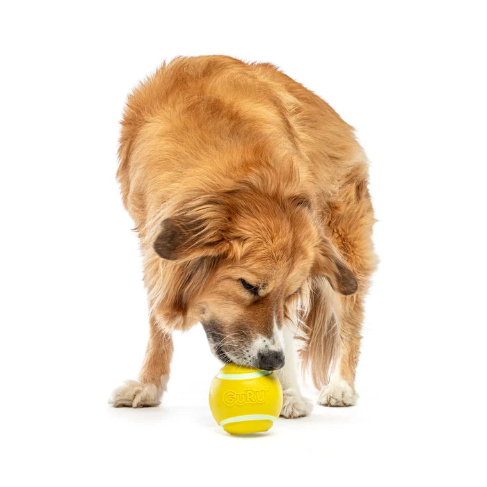 GURU Pet Company Tennis Treat Ball Interactive Dog Chew Toy Medium