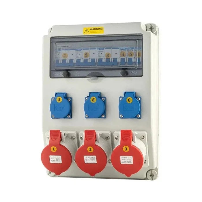 H334317 Waterproof Industrial Socket Distribution Box 2×32A 3-Pin + 1×32A 4-Pin + 2×32A 5-Pin