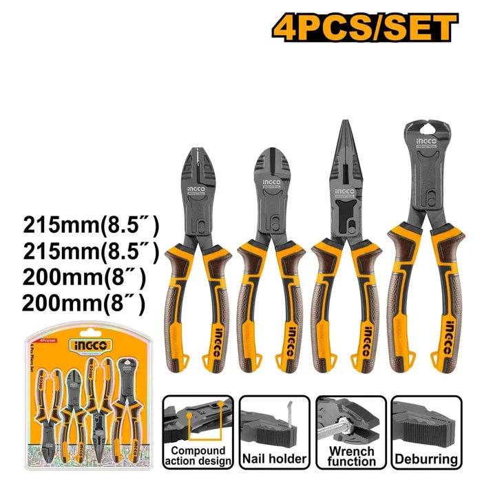 HKCPS5841 4-Piece Compound Action Pliers Set – Professional Hand Tools