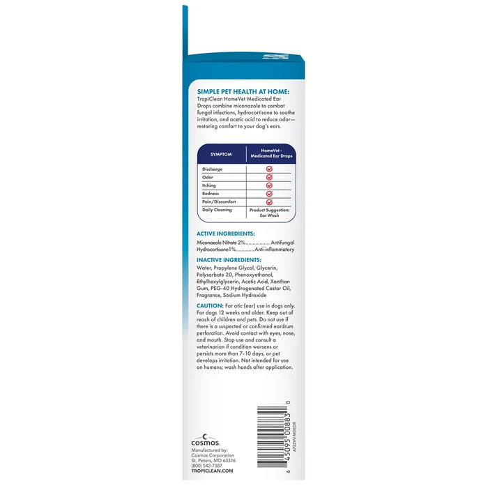 HomeVet Medicated Ear Drops, 2oz