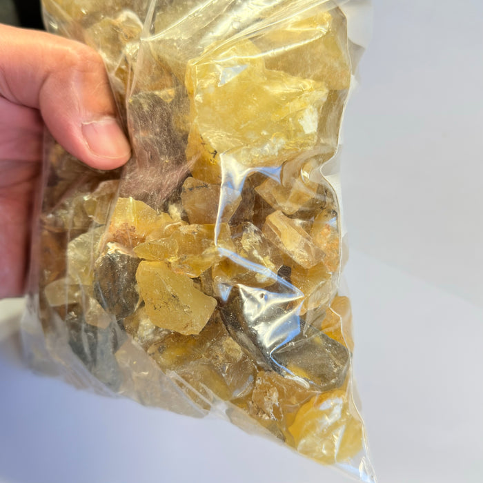 Honey Opal, Kigoma, Tanzania, 1 Kilo Bag, great for cabbing and faceting, (see close-ups in photos), polishes really well, if you want to see how polished cabs from this material looks reach out, also good for retailing and selling at shows
