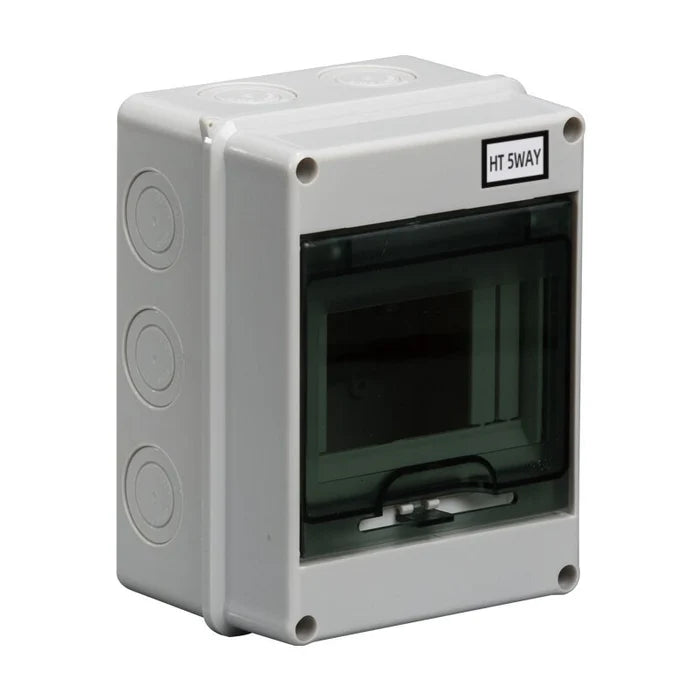 HT5 Waterproof Plastic Consumer Unit Circuit Box IP65 5-Way