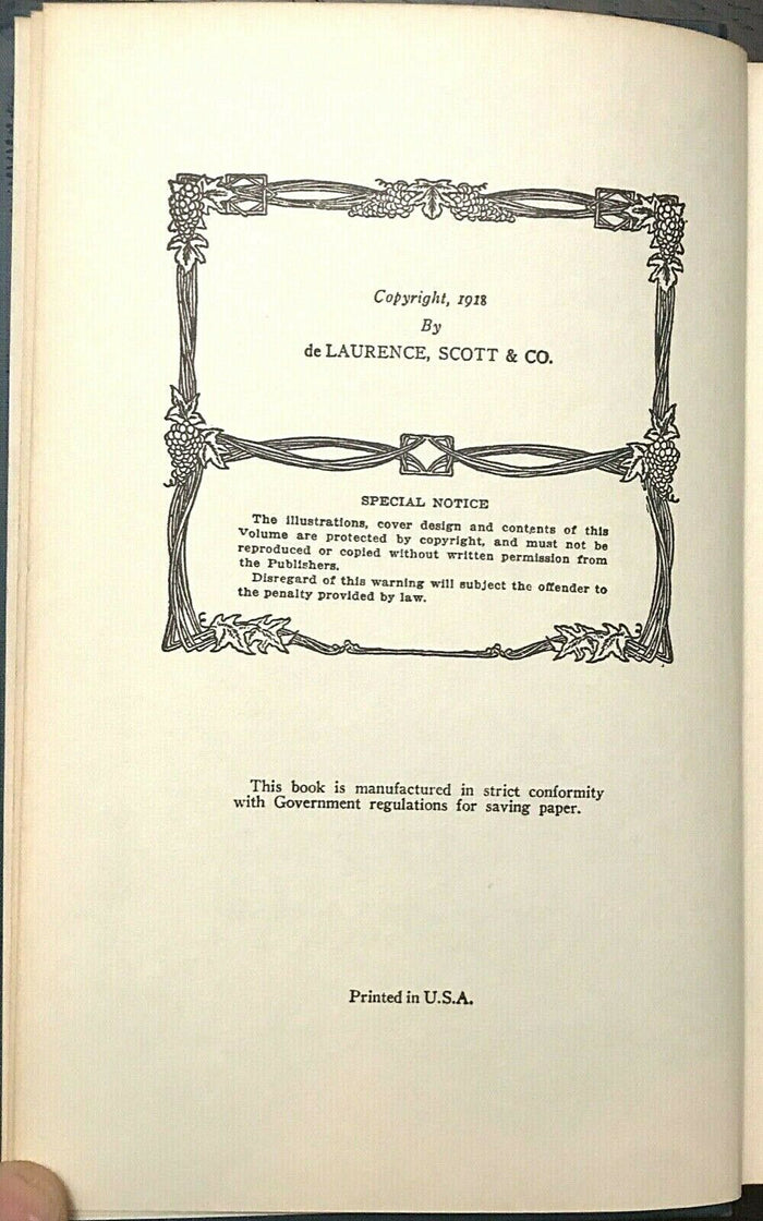 ILLUSTRATED KEY TO THE TAROT - De Laurence, 1st 1918 DIVINATION OCCULT PROPHECY