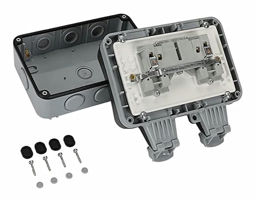 IP66 Waterproof Outdoor Double Socket – 13A UK Sockets with Protective Cover