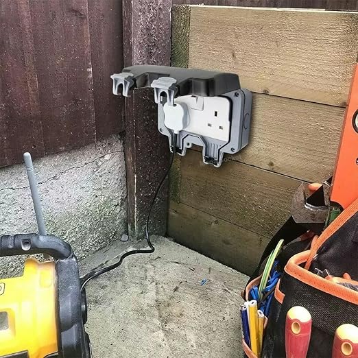 IP66 Waterproof Outdoor Double Socket – 13A UK Sockets with Protective Cover
