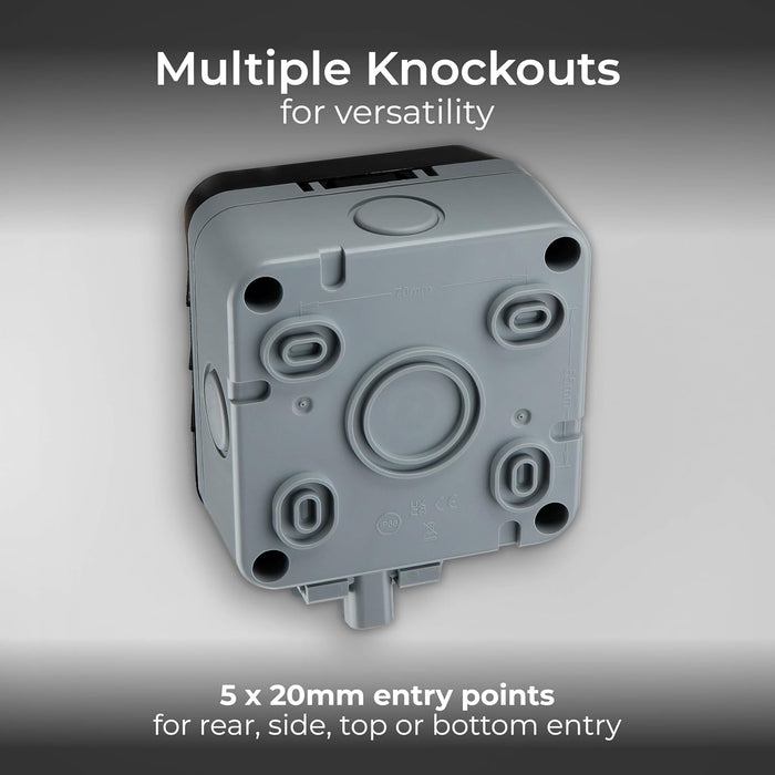 IP66 Waterproof Outdoor Single Socket – Universal Plug Outlet with Protective Cover