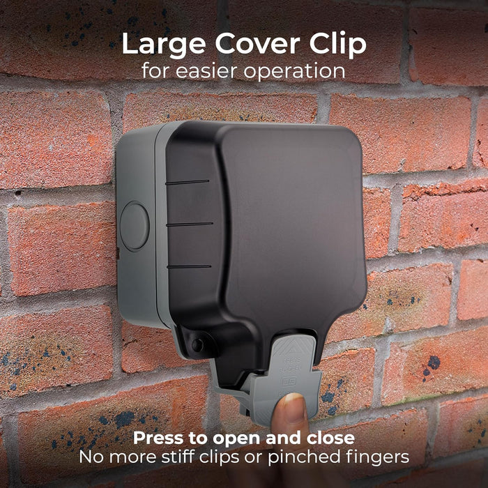 IP66 Waterproof Outdoor Single Socket – Universal Plug Outlet with Protective Cover