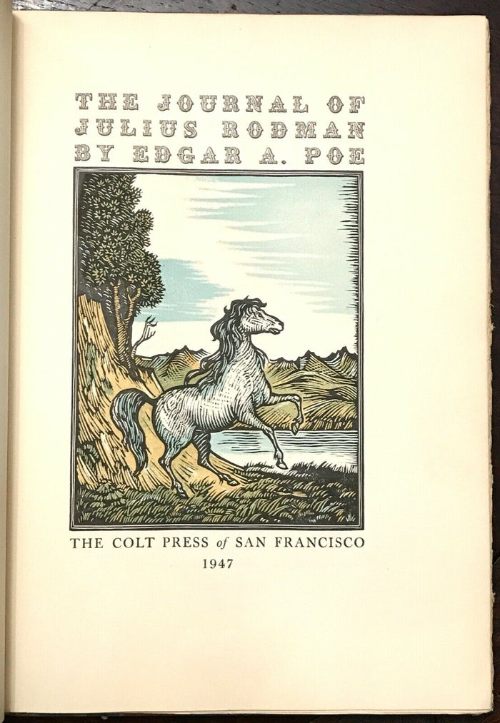 JOURNAL OF JULIUS RODMAN - Edgar Allan Poe, Ltd Ed 500, 1947 ILLUSTRATED GOTHIC
