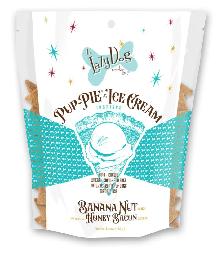Lazy Dog Pup-PIE & Ice Cream Slices Banana Nut w/ Honey & Bacon Dog Treat 5oz