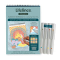 Lifelines FlowArt art kit with coloring book and markers on a white background