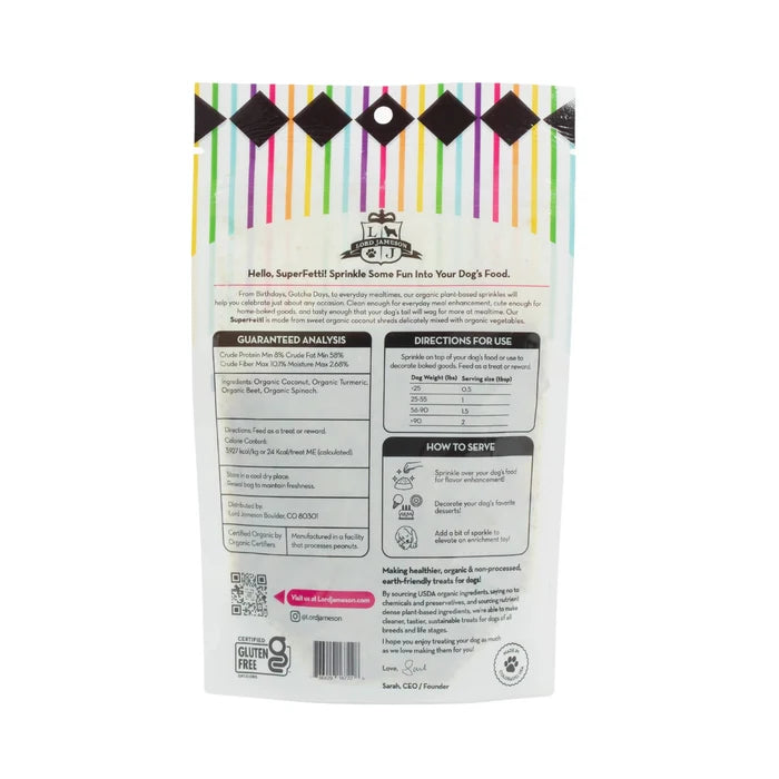 Lord Jameson Celebration SuperFetti Organic Dog Sprinkles 3oz