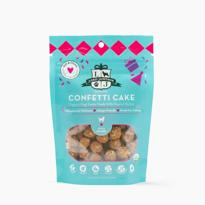 Lord Jameson Confetti Cake Organic Soft & Chewy Dog Treats Small Breed 3oz