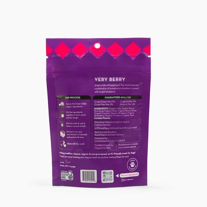 Lord Jameson Very Berry Organic Soft & Chewy Dog Treats Small Breed 3oz