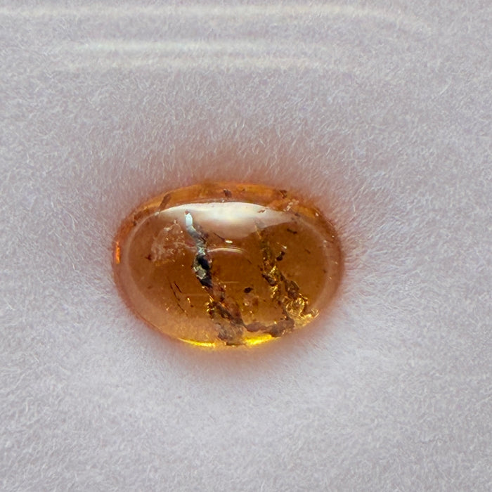 Mandarin Spessartite Cabochon, 1.89ct, Loliondo, Tanzania, Untreated Unheated, very interesting inclusions