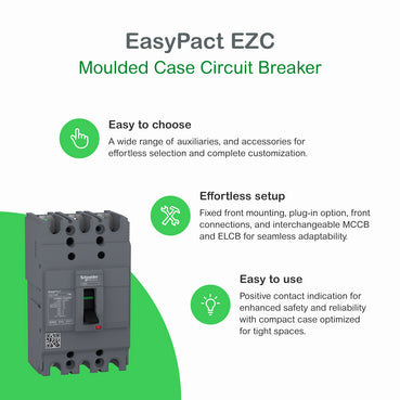 MCCB Breaker, EasyPact EZC100H, 3P, 80A, 30kA, 400/415V, TMD Trip Unit – Schneider Electric