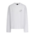 NTVG oversized men's long-sleeve graphic t-shirt in white with dot-to-dot logo print on back