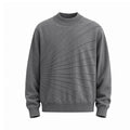 Men's crew neck sweater with radiating raised-line knit pattern on front panel in grey