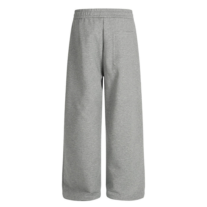 Heather gray wide-leg sweatpants shown from the back with a single rear pocket