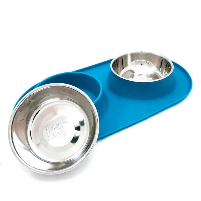 Messy Mutts Double Silicone Feeder Blue Large