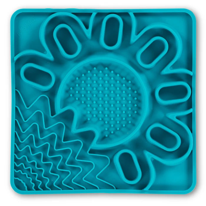 Messy Mutts Framed Spill Resistant Silicone Interactive Multi-Surface Lick Mat Blue 10" x 10"