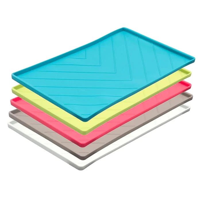 Messy Mutts Silicone Food Mat Raised Edge Blue Large 24" x 16"