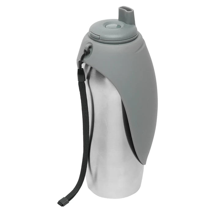 Messy Mutts Stainless w/Silicone Travel Water Bottle Cool Grey 24oz