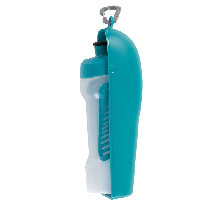 Messy Mutts Travel Water Bottle with Removable Bowl, 16oz / 500mL, Teal