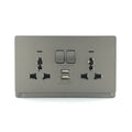 Midea Grey Double Socket with USB 16A 250V