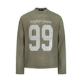 Midfield General 99 waffle knit long sleeve shirt in sage olive with bold varsity number graphic on chest