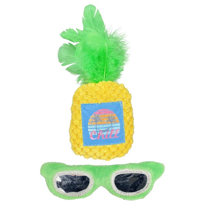 Multipet Margaritaville® Pineapple and Sunglasses Cat Toy 5.75" 2pk
