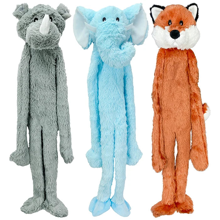 Multipet Swingin' Flatties Plush Dog Toy Assorted Animals 27"