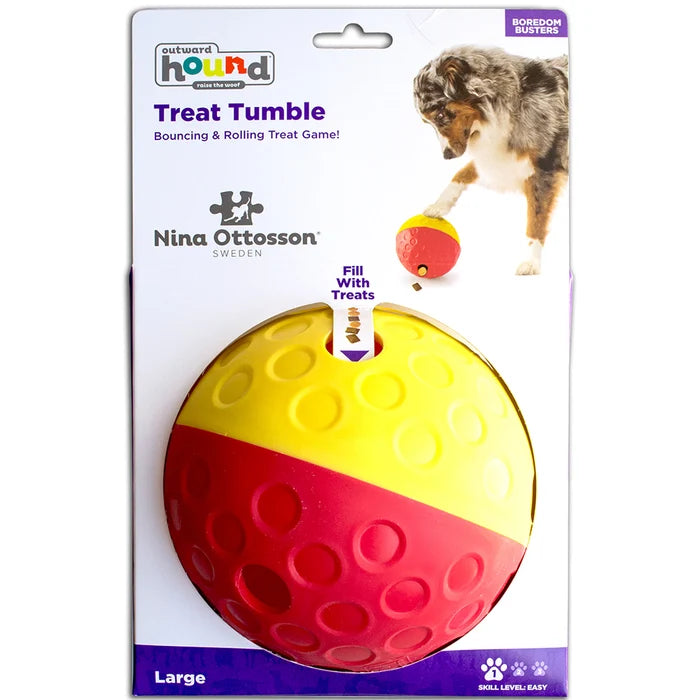 Nina Ottosson Treat Tumble Interactive Treat Dog Puzzle Toy Red/Yellow Large Level 1