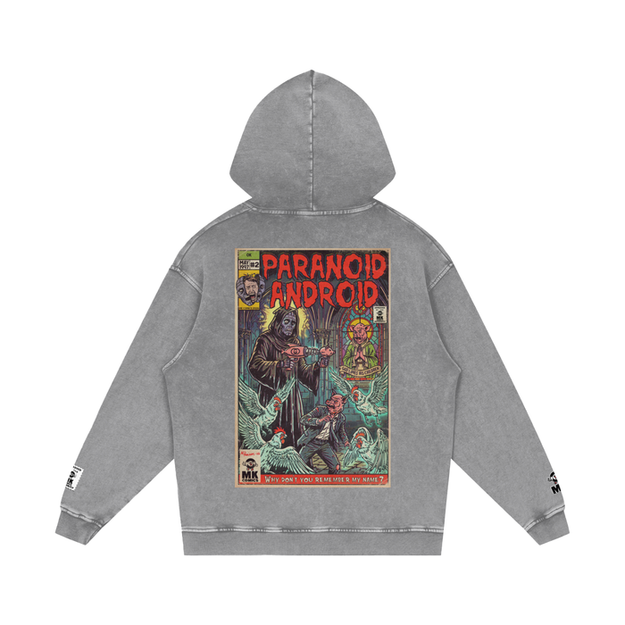 Paranoid Android -  Snow Washed Loose Cotton Hoodie