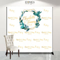 Personalized Greenery Bachelorette Backdrop, Gold Geometric Wreath