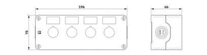 Phoenix Contact PHT22-EN4-GY - Push Button Box Housing, 22mm, 4-Hole, Gray