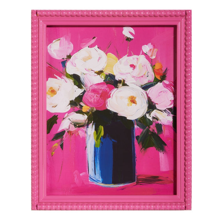 Pink Floral Haze Beaded Framed Print