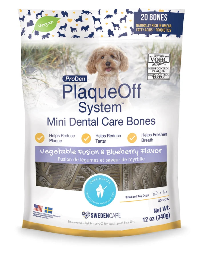 PlaqueOff - MINI Dental Care Bones - Vegetable Fusion with Blueberry