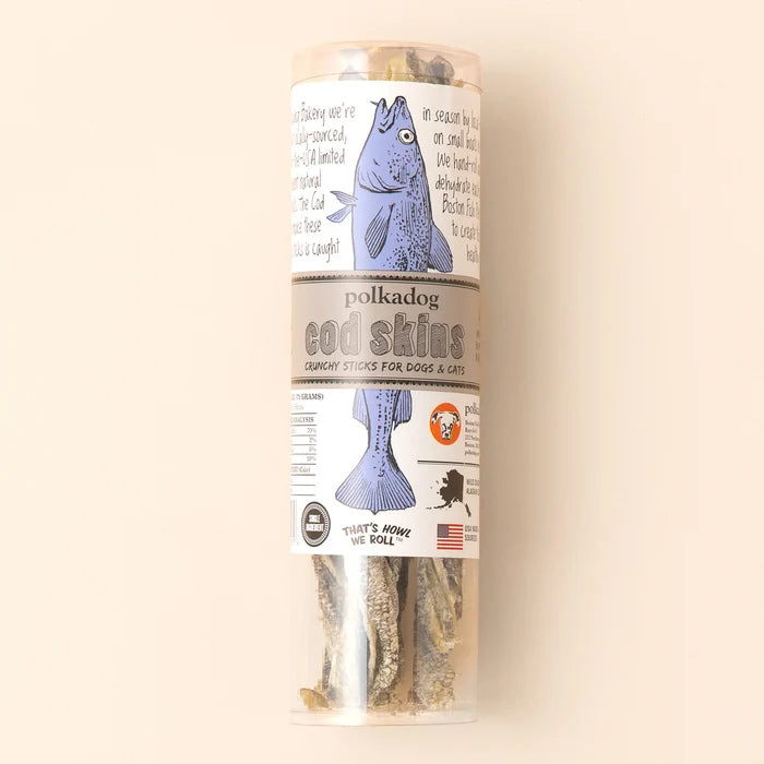 Polkadog Cod Skins Crunchy Dog and Cat Treats Tube 2.5oz Case of 6