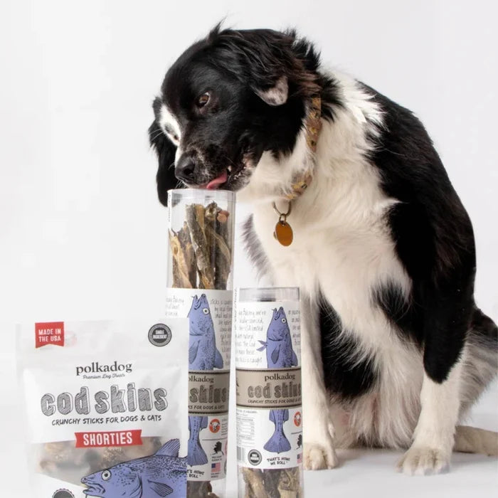 Polkadog Cod Skins Jerky Shorties Crunchy Dog and Cat Treats 2oz