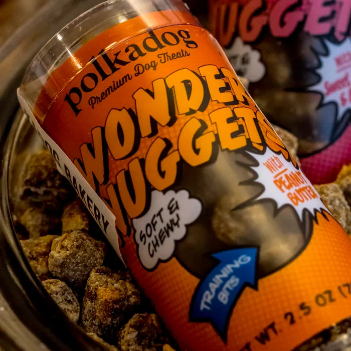 Polkadog Wonder Nuggets Training Bits Peanut Butter Soft & Chewy Dog Treats Mini Tube 2.5oz
