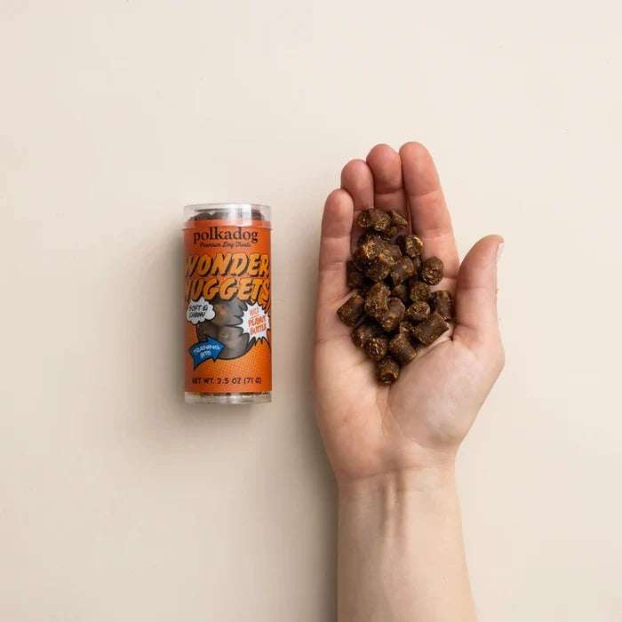 Polkadog Wonder Nuggets Training Bits Peanut Butter Soft & Chewy Dog Treats Mini Tube 2.5oz