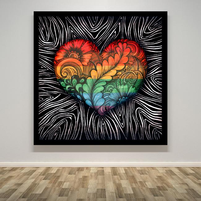 "Rainbow Heart Tangle"
