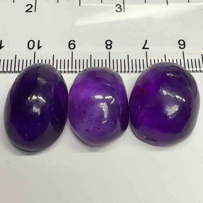 Rwanda Amethyst Cabochon Lot, 87.58ct, Untreated Unheated, 26.61ct-32.48ct, Rwanda Amethyst has a deep violet purple