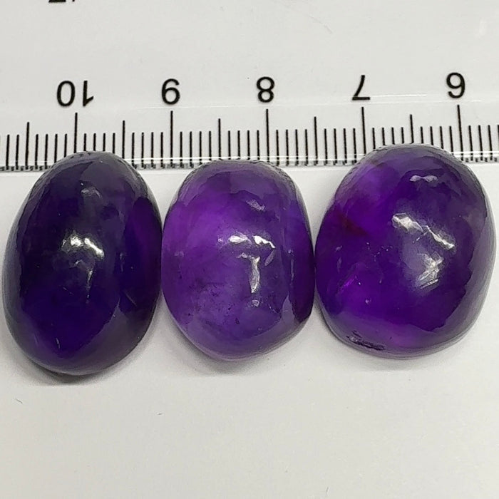 Rwanda Amethyst Cabochon Lot, 87.58ct, Untreated Unheated, 26.61ct-32.48ct, Rwanda Amethyst has a deep violet purple