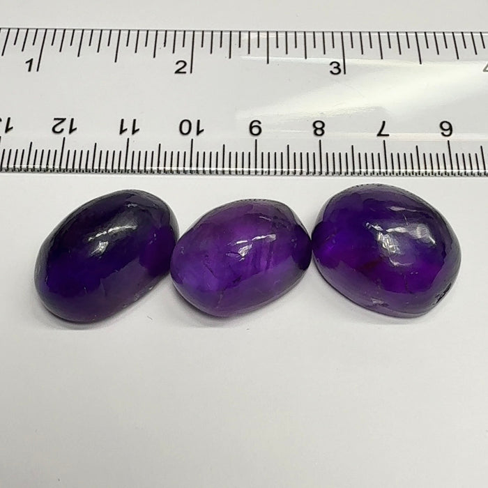 Rwanda Amethyst Cabochon Lot, 87.58ct, Untreated Unheated, 26.61ct-32.48ct, Rwanda Amethyst has a deep violet purple