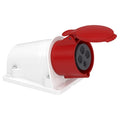 Schneider PratiKa Industrial Socket 32A 3P+E 415V AC IP44 Red (6h) Angled Panel Mount