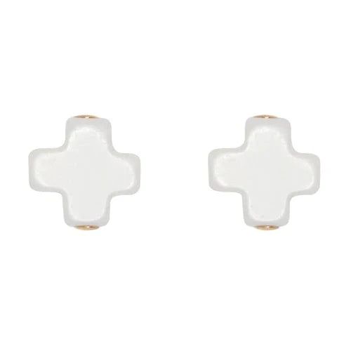 Enewton Signature Off-White Cross Stud Earrings