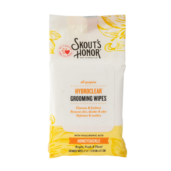 Skout's Honor HydroClear Grooming Wipes, Honeysuckle, 100ct